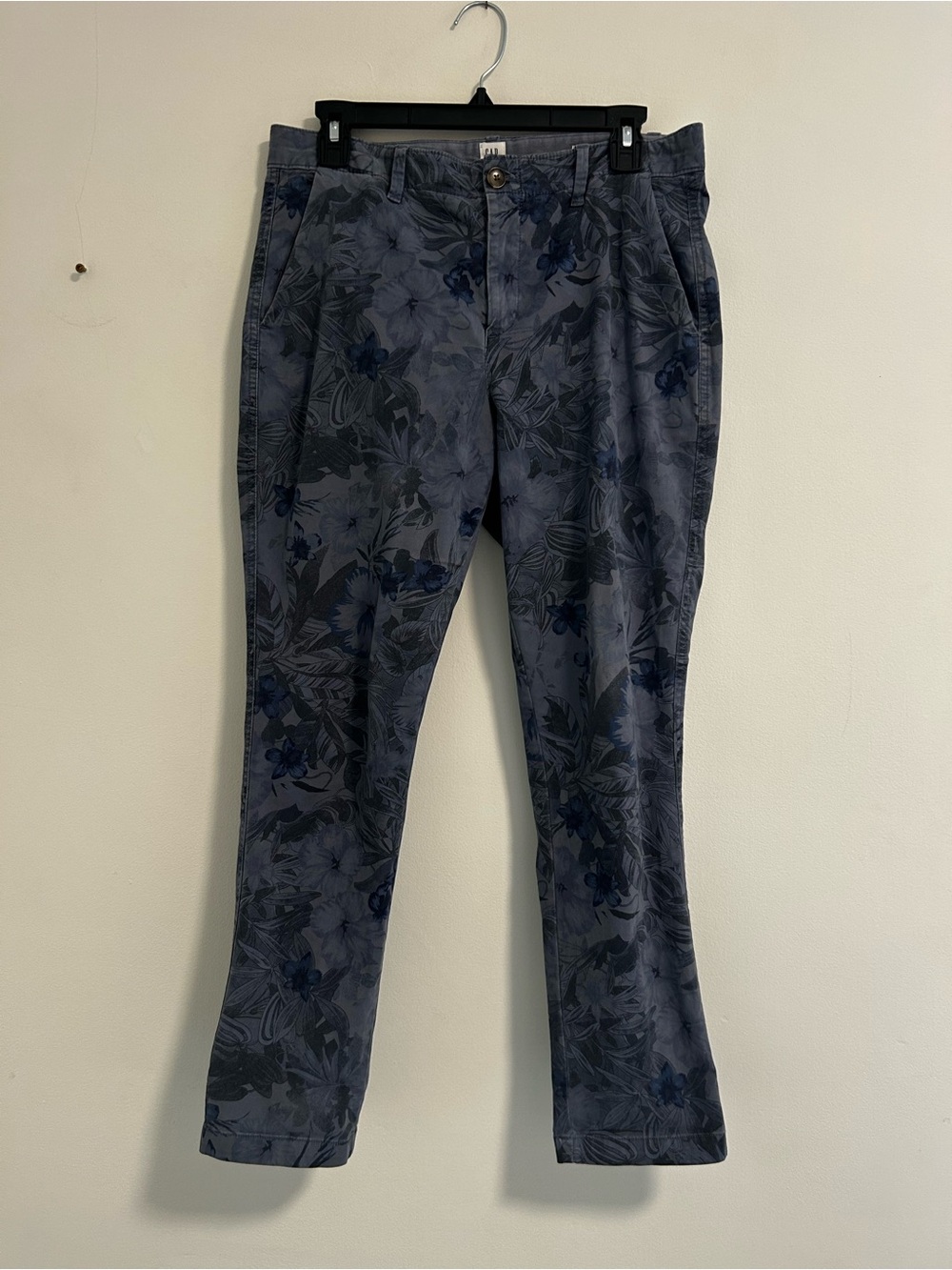 GAP Women's Floral Chinos - Gray Blue